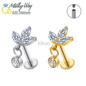 Dangle Chandelier Brincos de Luxo Conjunto de Titânio Claro Zircão Pingente Moda Labret Nasal Lip Piercing Nose Stud Jóias Brilhantes para Presentes de Festa 24316