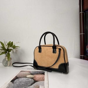 Süet Çanta Kadın Patchwork Yüksek Kapasiteli Tek Omuz Crossbody Boston Çantası