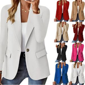 Womens Clothing Tienda Blazer Solid Colour Fashion Blazer Office Lady Cardigan Long Sleeve Autumn Winter Casual Soft Jacket 240229