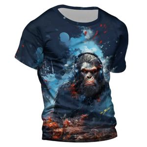 Camisas casuais masculinas Chimpanzés 3D Camiseta para homens Moda Hip Hop O-pescoço Curto Sle Tops Harajuku Mens Camisetas Oversized Tees Camisa Homem ClothingC24315