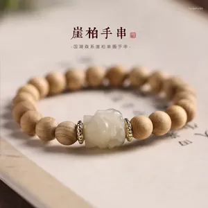 Strand Cliff Cipresso Testa di legno Rosario Corda a mano 8 mm Perline di Buddha su Bodhi stagionato Simpatico artiglio di gatto Volpe a nove code Bracciale Donna Uomo