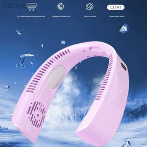 Electric Fans 5 Speed ​​Neck Fan Bladeless Mini för sport som hänger 5000mAh Fanair Conditioner Type-C USB Air Cooler Electric Gym Fan 240316