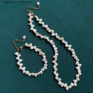 Zestawy biżuterii ślubnej Moda naturalny słodkowodny naszyjnik z perłowego Zestaw Mini wodę kropla barokowa perła damska naszyjnik