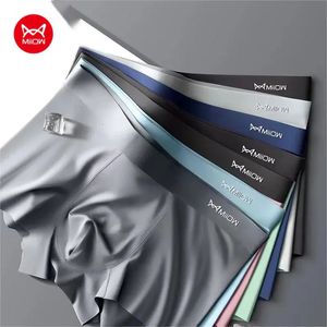 MIIOW 3Pcs Eis Seide Mann Unterwäsche Boxer Metall Faser Antistatische Männer Unterhose Nahtlose Cut Saum Herren Höschen Boxer Shorts Stamm 240309