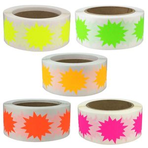 500Pcs/Roll Fluorescence Paper Sticker 2.5cm Blank Adhesive Label Gift Package Sealing Sticker Childrens Toy Labels Stationery 240304