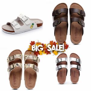 Top quality GAI Mens Women Slipper Slides Sandals Soft Suede Leather White Outdoor Platform Slippers size 36-46