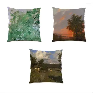 Pillow Polyester Linen Home Decor Living Room Decoration Velvet Oil Painting 45x45 Covers Colorful Creative Cases E1073