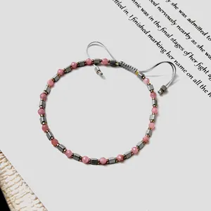 Strand Morchic Pembe Turmalin Doğal Taş Yarı Değerli Boncuklar Kadın Kızlar Ayarlanabilir Bilezik.Birthday Hediye 2.5mm