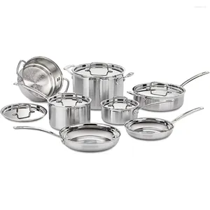 Cookware Sets 12 Piece Set MultiClad Pro Triple Ply Silver MCP-12N