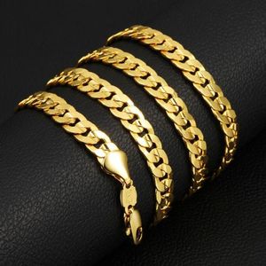 6mm Wide Necklace Cuban Chain 18k Yellow Gold Filled Solid Plain Mens Choker Chain 66cm Long Classic Jewelry7370257