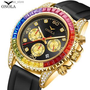 Altri orologi Moda con diamanti colorati Quarzo da uomo di alta qualità ONOLA Sile Tape Orologio impermeabile da uomo Y240316