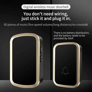 Doorbells Self-Powered Wireless Doorbell Outdoor Waterproof Door Chime 150M Distance 60 Songs Smart Home Welcome Ringing BellH240316