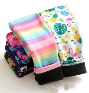 15 färger Nya flickor Floral Ranibow Fleece Leggings Tight Spring and Autumn Wear Kids Milk Silk Trousers Middle Children039S War1400965