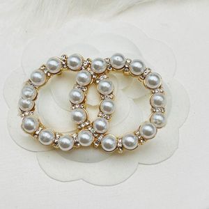 Luxury Brand Double Letterr Brooches Gold Plated Inlay Jewelry Brooch Pearl Pin Fashion women Marry Wedding Party Jewelry Accessories