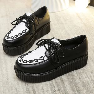 Stövlar creeper sneakers kvinnor höst ny plattform skor damer tjock ensam laceup klänning oxford zapatos de mujer