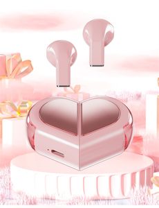 Auricolari wireless a cuore rosa Simpatici piccoli mini minuscoli auricolari invisibili Bluetooth wireless per canali auricolari piccoli Donne Auricolari Kawai Blue Tooth per iPhone Android