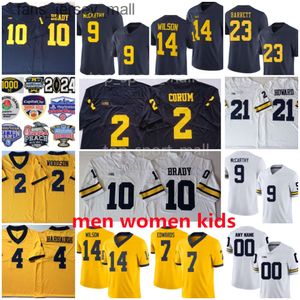 NCAA College Michigan Wolverines 9 JJ McCarthy Jerseys 2 Blake Corum 10 Tom Brady 14 Roman Wilson Donovan Edwards Barrett Colson Howard Charles Woodson Futebol 2024