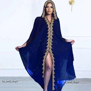 Ethnic Clothing 2021 Open Abaya Dubai Turkish Stones Chiffon Hooded Dress Muslim Kaftan Kimono African Women Plus Size Boubou Robes 186