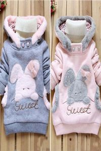 Baby Girls Clothing Rabbit Fleece Kids Coats Warm Girl Hooded Jackets Winter Girl Clothes Pink Grey Optional YW19854398603