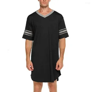 Pijamas masculinos na moda listrado impressão roupas de dormir casuais masculino loungewear bainha irregular verão homewear robe