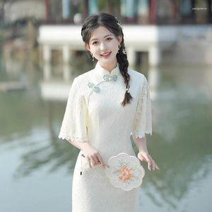 Этническая одежда, винтажное китайское платье, свежее и элегантное Cheongsam, 2024, женское летнее улучшенное платье для молодых
