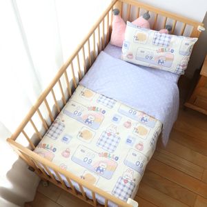 Conjunto de cama de bebê para nascidos, kit de berço de algodão puro, roupa de cama, capa de edredom, fronha, presente infantil sem enchimento, 3 peças 240304