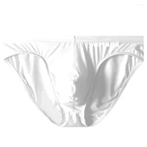 Mutande Slip bikini da uomo a vita bassa in seta ghiacciata Intimo elegante e confortevole con mutandine a marsupio Bianco/Rosso/Colore pelle/Nero/Blu