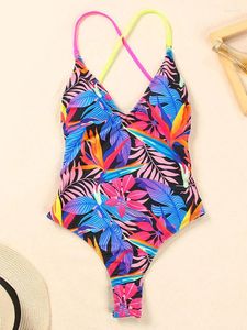 Mulheres Swimwear Miyouj Sexy Swimsuit Feminino Cross Bandage Mulheres Tie Dye Ternos de Banho Monokini Black Thong One Piece Suit