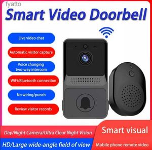 Campainhas WiFi câmera de vídeo campainha conexão de anel digital intercomunicador seguro sem fio ao ar livre olho peeper casa inteligente telefone de vozH240316