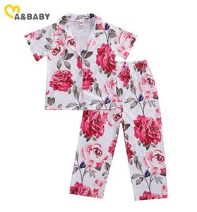 15 anni fiore bambino bambino bambina pigiama set floreale top pantaloni abiti abiti morbidi 2105156304071