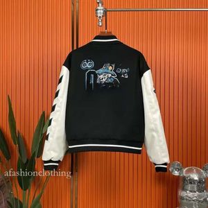 Off White Jacket Белая толстовка с капюшоном из лисы Мужская куртка Off White Модный новый шерстяной бомбер и женский бейсбол 101 Off Jacket White Fox Jacket 912