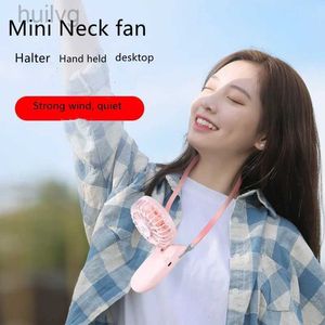 Electric Fans New Hanging Neck Foldable Small Fan Portable Handheld Creative Student Dormitory Sports USB Outdoor Mini 240316