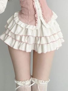 Adagirl Kawaii White Ballet Mini Ckerts Women Summer Summer Loxt Lolita Skirt Japan Cutecore A-Line High Weist Skirt 240329