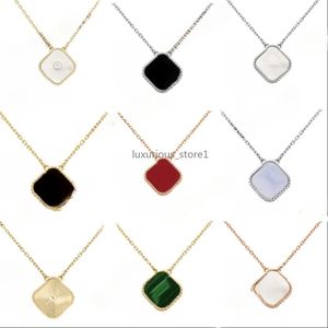 Women designer necklace luxury four leaf clover necklace mother of pearl diamond pendants stainless steel chain plated gold choker necklace classic jewelry zb114