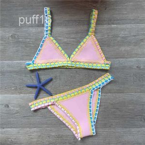 Kvinnors badkläder virkning bikini kvinnor sexig stickad lapptäcke handgjorda neopren boho strandkläder baddräkt baddräkt brasiliansk biquini 230417 2oeo