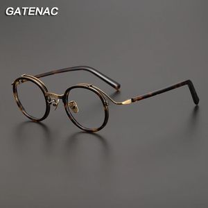 Óculos de acetato vintage, armação redonda de luxo para miopia, óculos ópticos femininos, retrô, marca coreana 240314