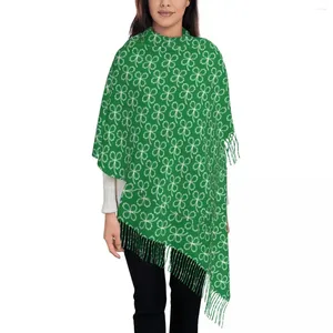 Szaliki kobiety szaliki ciepłe miękkie irlandzkie szamko -szarck pozostawia nakrycia głowy z Tassel Lucky Clover Retro Shawls WRPA Autumn Custom Bufanda