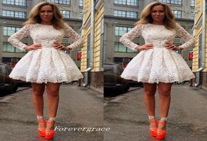 High Quality Short Homecoming Dress With Long Sleeves A Line Lace Junior Girls Wear Cocktail Graduation Party Dress Custom Made Pl4525262