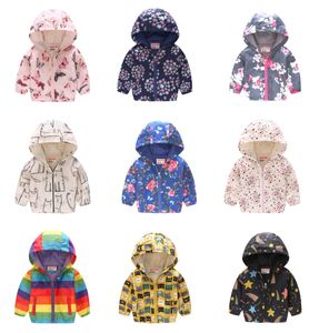 Giacca unisex per bambini 35 manica lunga cartone animato floreale animale dinosauro mimetico striscia stampata cappotto con cappuccio cerniera giacca casual Outwe7460564