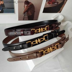 Belts Wide Two-Layer Cowhide Korean Ladies Belt All-Match Casual Matte Adjustable Hook Fashion Girdle Dress Waist Belt WomenY240316