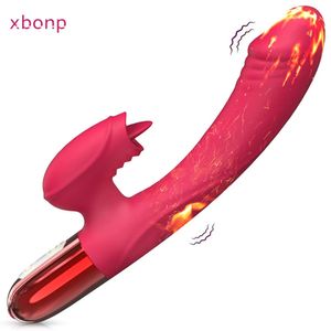 Leistungsstarker G-Punkt-Kaninchenvibrator für Frauen mit Zunge lecken, Klitoris-Stimulator, Heizdildo, Erwachsene, Waren, Sexspielzeug für Frauen, 240311