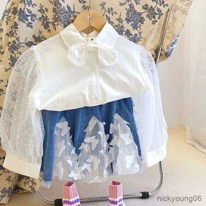 Kleidungssets Herbst Mädchen Kleidungssets Französisches Hemd + Dreidimensionaler Schmetterlings-Jeansrock 2-teiliges Baby-Kind-Kleidungsset Kinder-Outfits