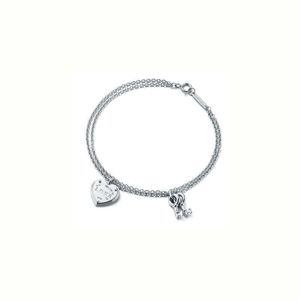 Original brand Fashion niche TFF 925 silver plated rose gold heart-shaped key double-layer bracelet Di love sweet style With logo