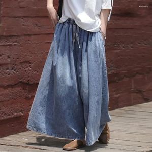 Dżinsy damskie wiosna lato bawełna 2024 dżinsowe luźne spodnie na nogi kobiety wysoka talia vintage retro spodnie kobiety ubrania