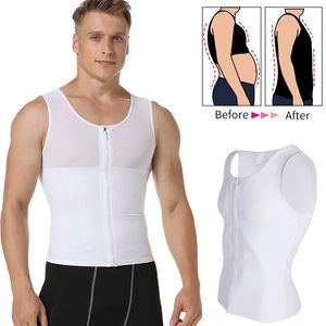 Mens Slimming Body Shaper Gynecomastia Compression Shirts Tummy Control Shapewear Chest Abs Slim Vest midjetränare Male Corset 240315