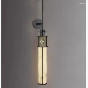Wall Lamps Vintage Marble Fixture Hallway Lamp Bedroom Mirror Led Sconce Living Room Light Stainless Steel El Fixtures