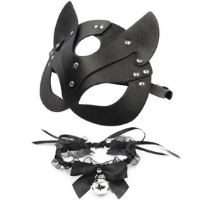 Parti BDSM Seks PU Deri Catwoman Cosplay Maskesi BDSM Fetiş Seks Oyuncaklar Erotik Lateks Tavşan Maskesi Yaka Kadınları Masquerade4331222