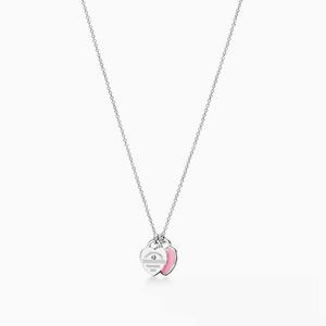 Designer Classic tiffay and co High Edition s925 Sterling Silver Double Heart Charm Drop Glue Set Diamond Plated Love Necklace MAW5