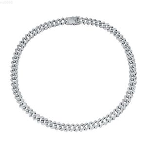 Populära produkter 925 Sterling Silver Jewelry Cuban Full Diamond Hip Pop Necklace Cuban Link Choker