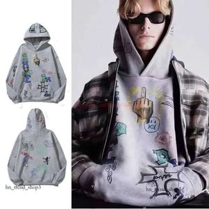 Дизайнерская одежда Мужские толстовки с капюшоном Rhude Doodle Hoodie Manager Раскрашенная вручную граффити Обложка High Street Мужские женские свитера Толстовки Мода Мода 555